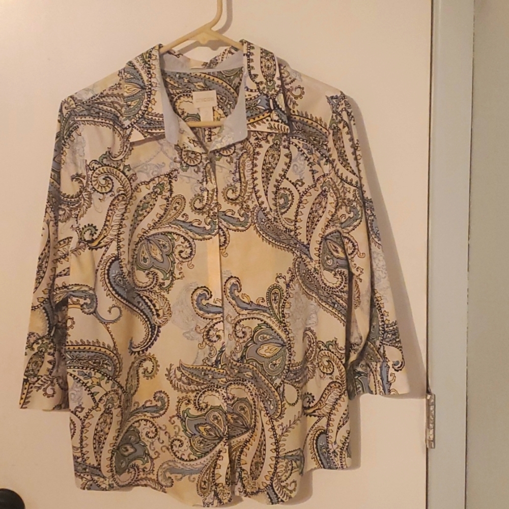 Crisp button down blouse with bracelet length button sleves